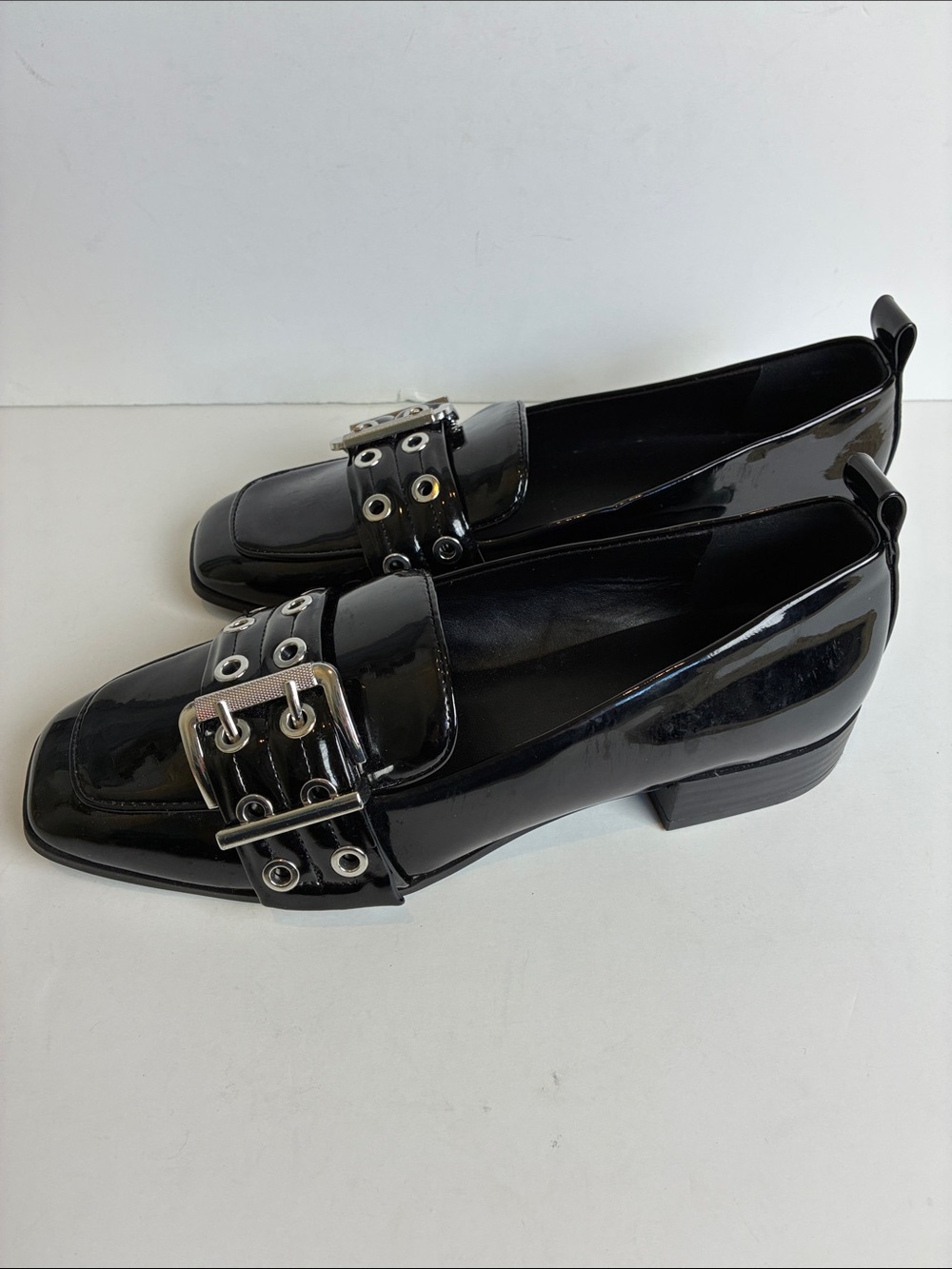 Mix No. 6 Piercie Black Patent Leather Loafer Shoes Metallic Grommet Buckle 7.5 - Picture 7 of 14